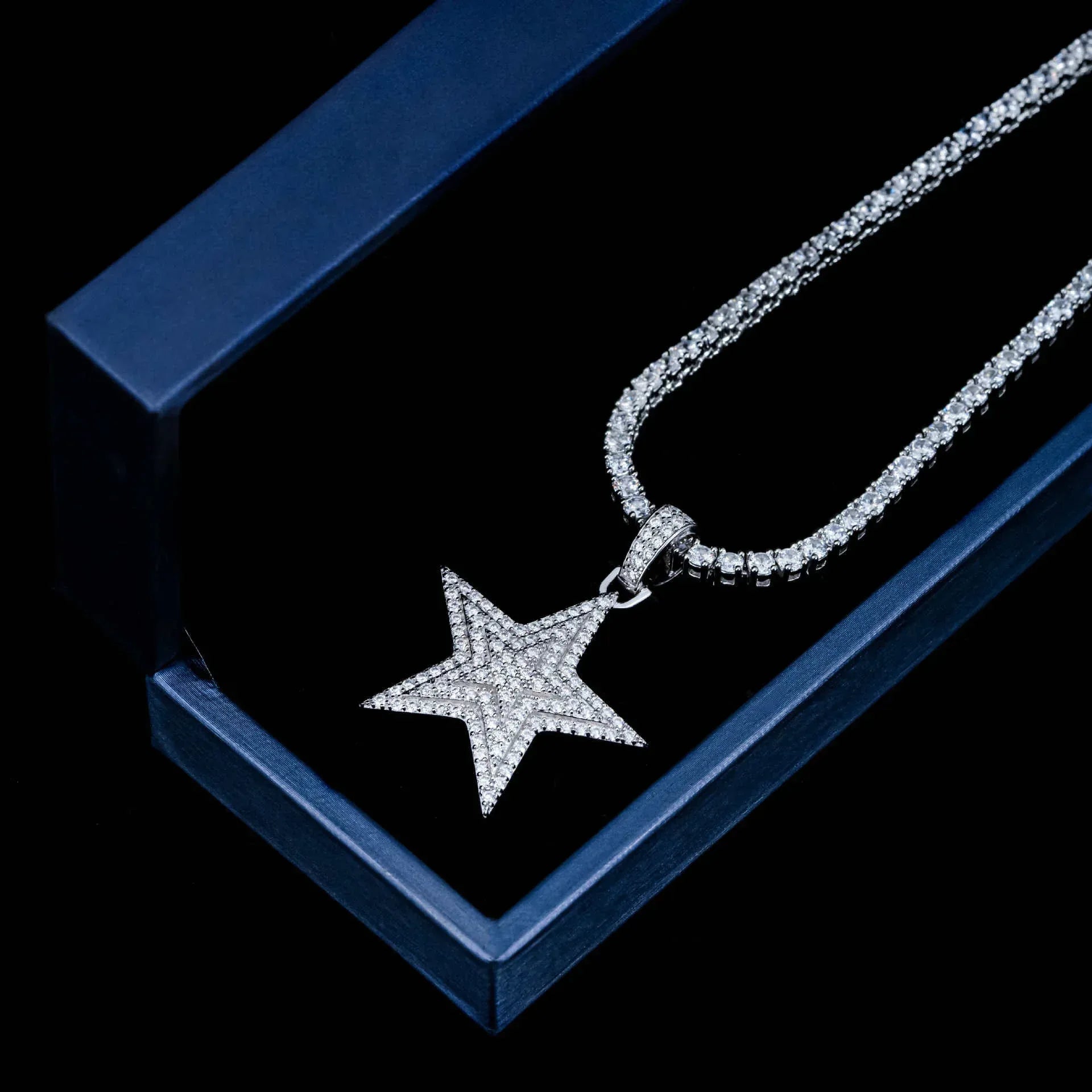 New S925 Silver Moissanite Star Pendant – INS Trendy Hip-Hop Style, Cool Jewelry - CaratixJewelry