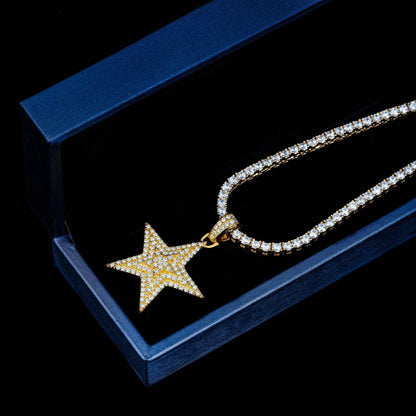 New S925 Silver Moissanite Star Pendant – INS Trendy Hip-Hop Style, Cool Jewelry - CaratixJewelry