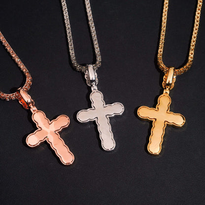 New S925 Silver Rectangular Moissanite Cross Pendant – Hip-Hop Trendy Men’s Jewelry - CaratixJewelry