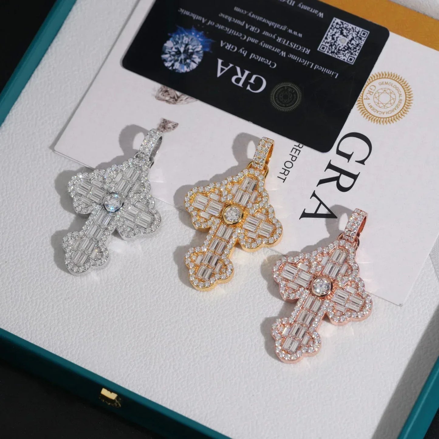 New S925 Silver Rectangular Moissanite Flower Cross Pendant – Hip-Hop Style Jewelry - CaratixJewelry