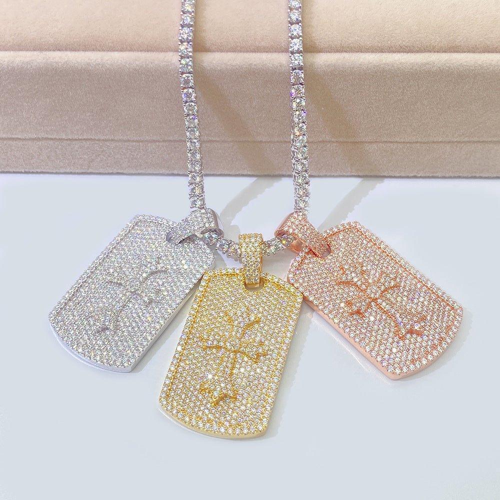 New S925 Silver Rectangular Moissanite Pendant – Unisex Hip-Hop Style Necklace - CaratixJewelry