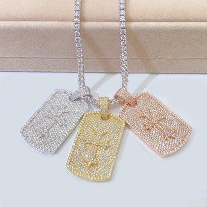 New S925 Silver Rectangular Moissanite Pendant – Unisex Hip-Hop Style Necklace - CaratixJewelry
