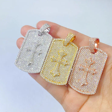 New S925 Silver Rectangular Moissanite Pendant – Unisex Hip-Hop Style Necklace - CaratixJewelry