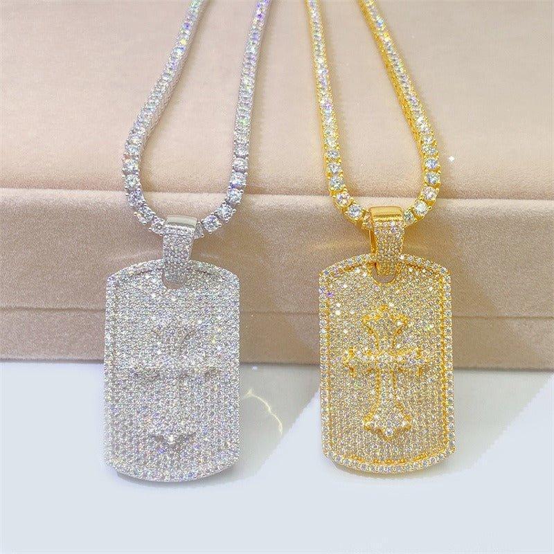 New S925 Silver Rectangular Moissanite Pendant – Unisex Hip-Hop Style Necklace - CaratixJewelry