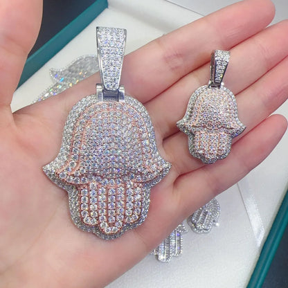 New Unisex Hand Hip-Hop Pendant – S925 Silver Moissanite Jewelry - CaratixJewelry