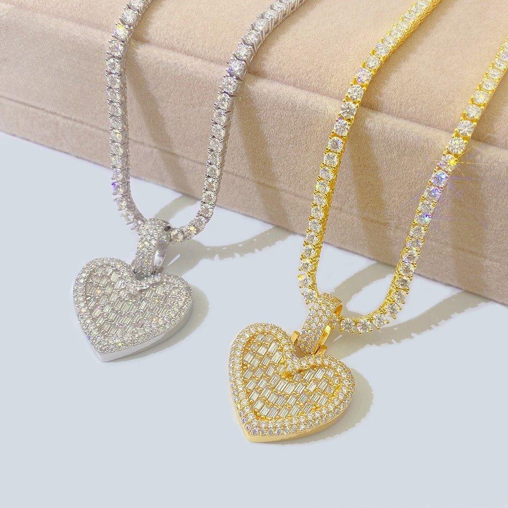 New Unisex Heart Hip-Hop Pendant – S925 Silver Moissanite Necklace - CaratixJewelry