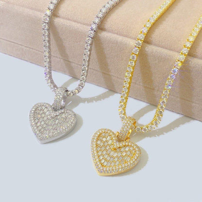 New Unisex Heart Hip-Hop Pendant – S925 Silver Moissanite Necklace - CaratixJewelry