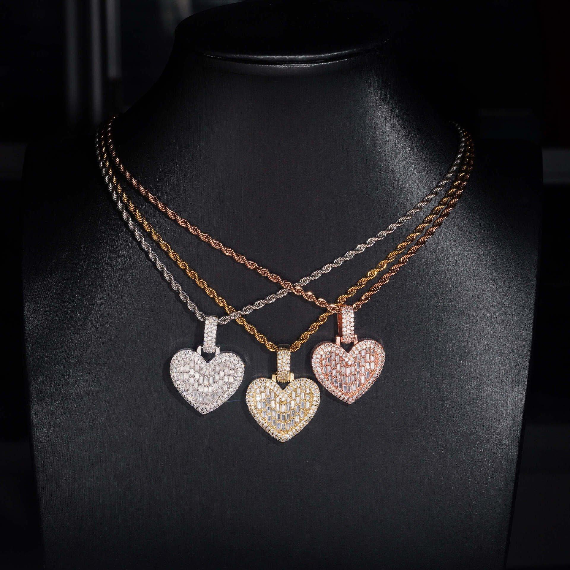 New Unisex Heart Hip-Hop Pendant – S925 Silver Moissanite Necklace - CaratixJewelry