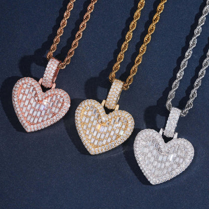 New Unisex Heart Hip-Hop Pendant – S925 Silver Moissanite Necklace - CaratixJewelry