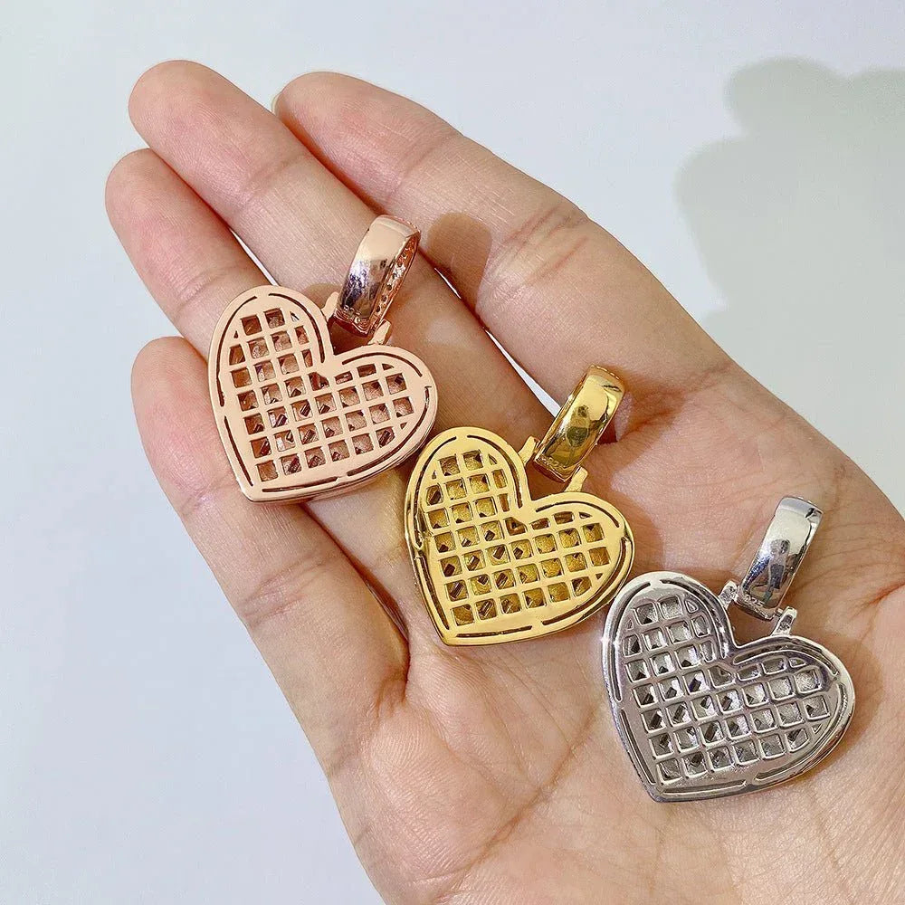 New Unisex Heart Hip-Hop Pendant – S925 Silver Moissanite Necklace - CaratixJewelry