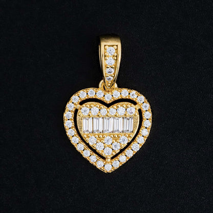 New Unisex Heart Hip-Hop Pendant – S925 Silver Moissanite Necklace - CaratixJewelry