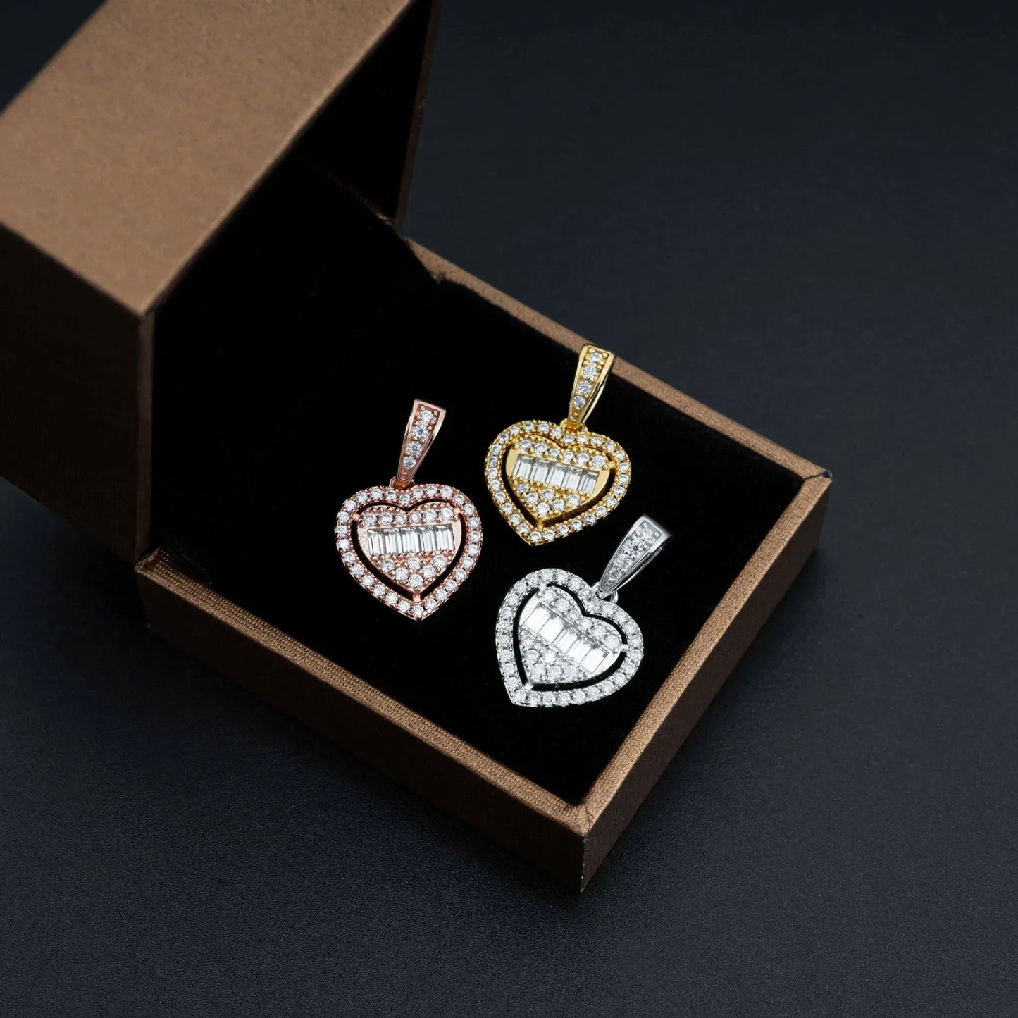 New Unisex Heart Hip-Hop Pendant – S925 Silver Moissanite Necklace - CaratixJewelry