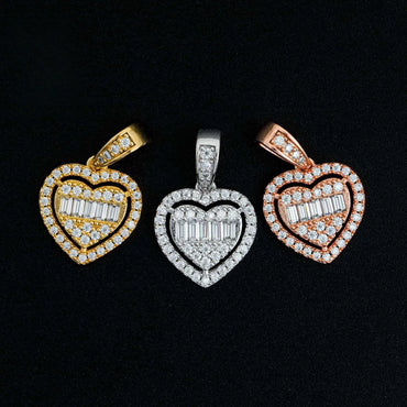 New Unisex Heart Hip-Hop Pendant – S925 Silver Moissanite Necklace - CaratixJewelry
