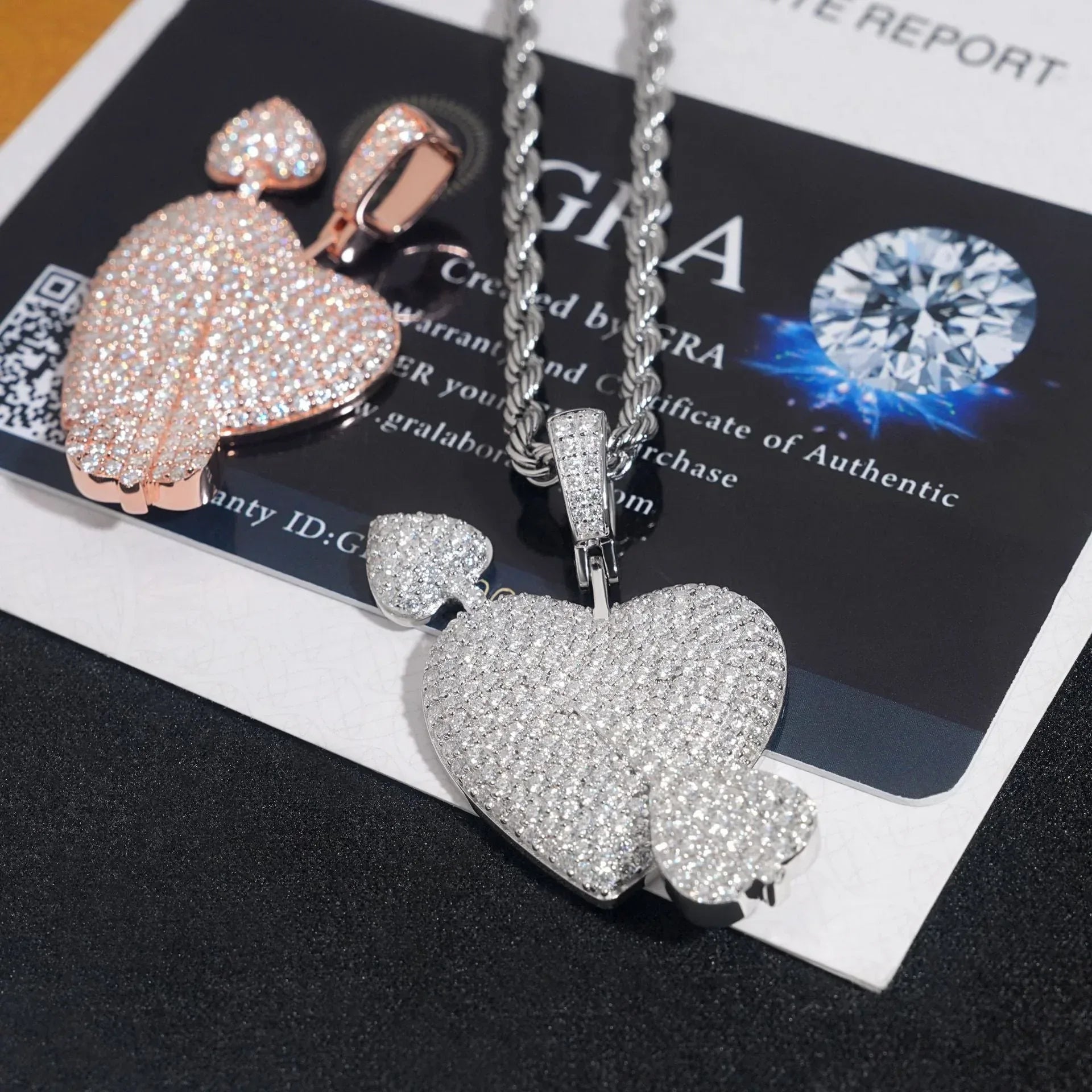 New Unisex Heart-Shaped Hip-Hop Pendant – S925 Silver D Color Moissanite, Fits 3MM Tennis Chain Necklace - CaratixJewelry