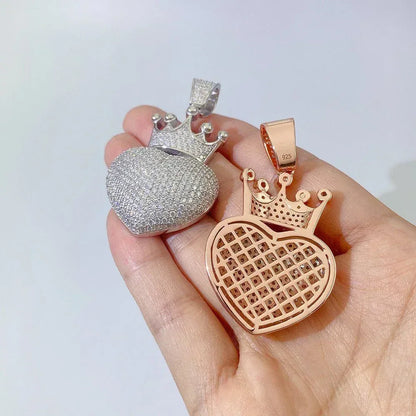 New Unisex Heart-Shaped Hip-Hop Pendant – S925 Silver Moissanite Jewelry - CaratixJewelry
