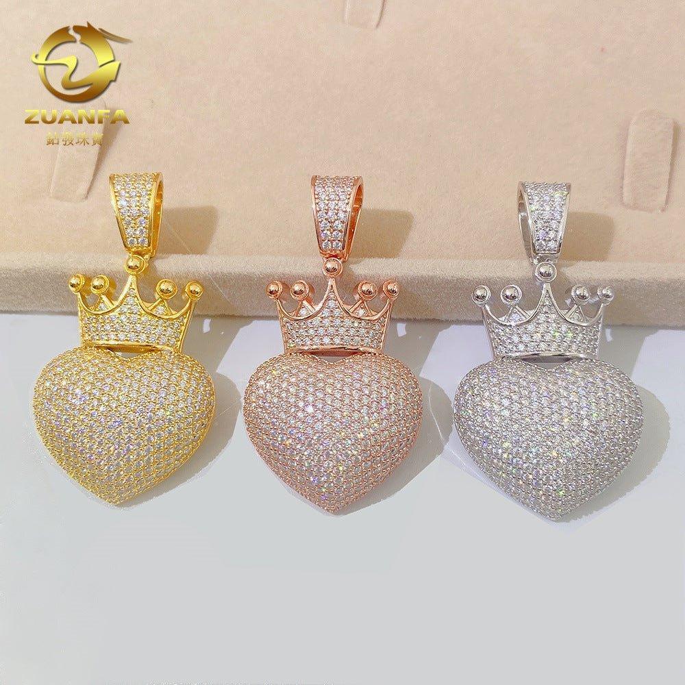 New Unisex Heart-Shaped Hip-Hop Pendant – S925 Silver Moissanite Jewelry - CaratixJewelry