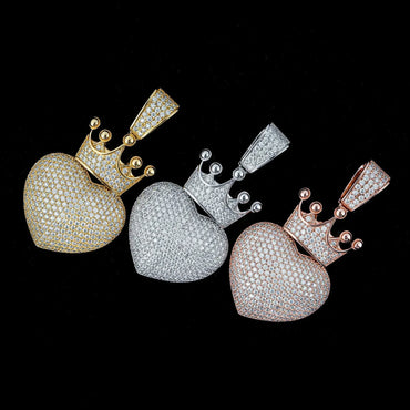 New Unisex Heart-Shaped Hip-Hop Pendant – S925 Silver Moissanite Jewelry - CaratixJewelry