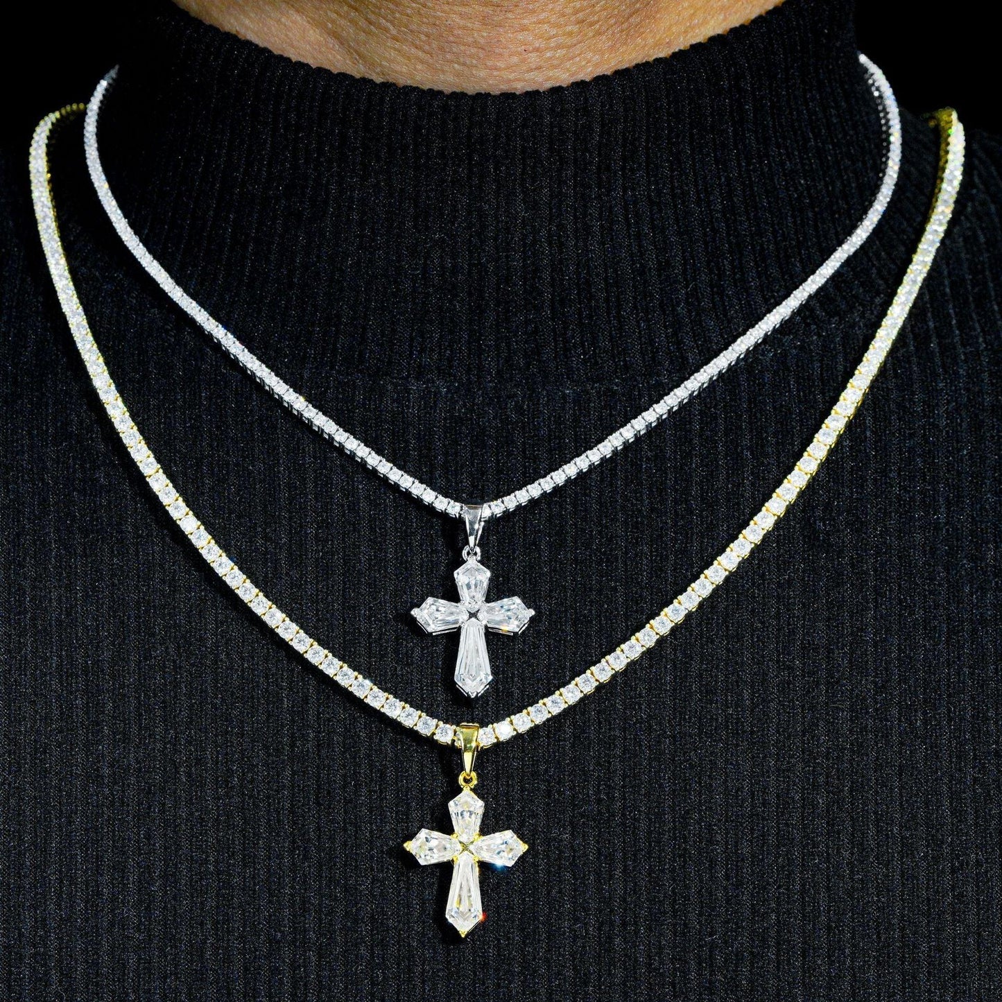 New Unisex Hip-Hop Cross Pendant – S925 Silver Moissanite Necklace - CaratixJewelry