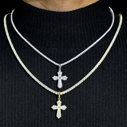 New Unisex Hip-Hop Cross Pendant – S925 Silver Moissanite Necklace - CaratixJewelry