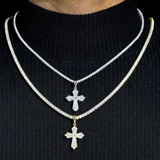 New Unisex Hip-Hop Cross Pendant – S925 Silver Moissanite Necklace - CaratixJewelry