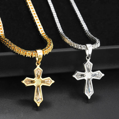 New Unisex Hip-Hop Cross Pendant – S925 Silver Moissanite Necklace - CaratixJewelry