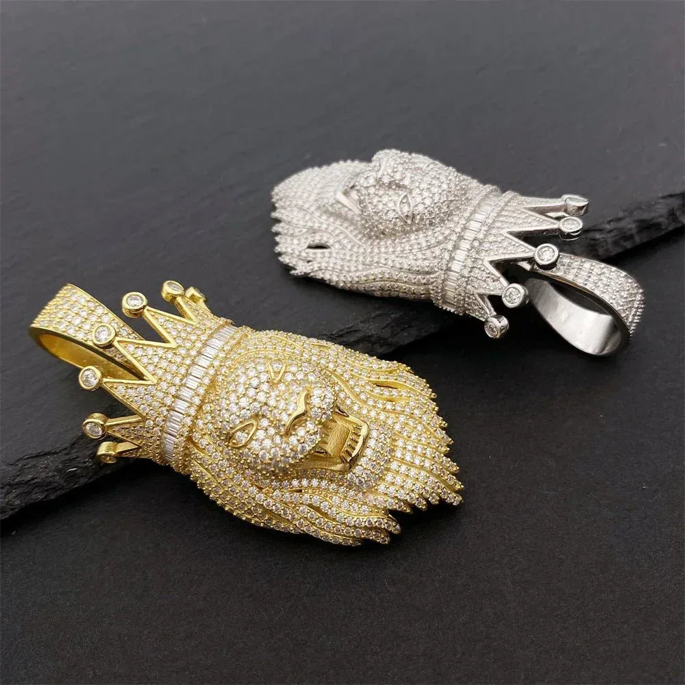 New Unisex Lion Head Hip-Hop Pendant – S925 Silver Moissanite Jewelry - CaratixJewelry
