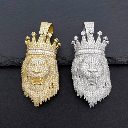 New Unisex Lion Head Hip-Hop Pendant – S925 Silver Moissanite Jewelry - CaratixJewelry