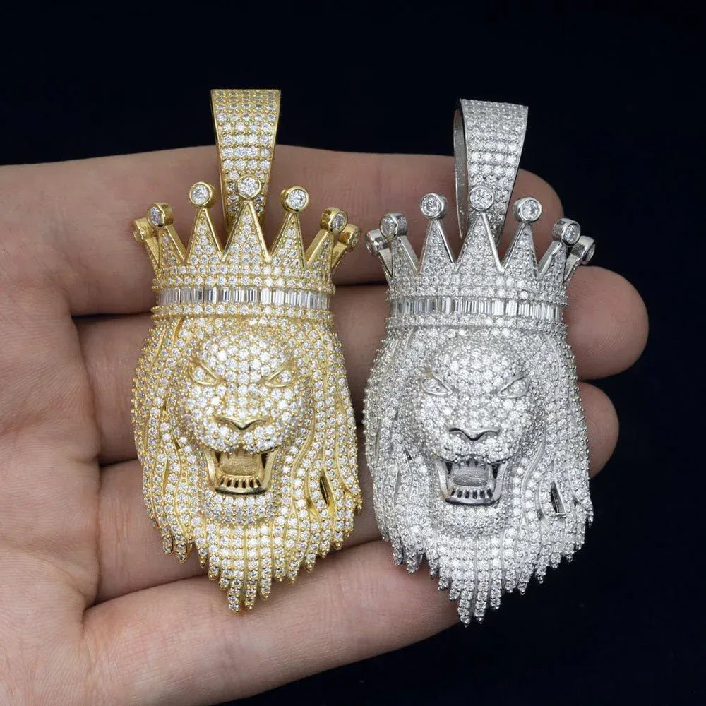 New Unisex Lion Head Hip-Hop Pendant – S925 Silver Moissanite Jewelry - CaratixJewelry