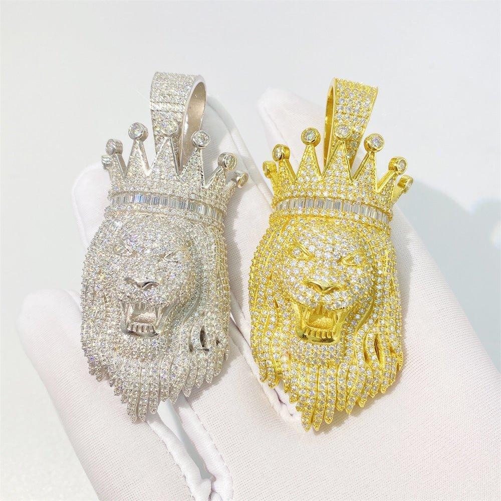 New Unisex Lion Head Hip-Hop Pendant – S925 Silver Moissanite Jewelry - CaratixJewelry