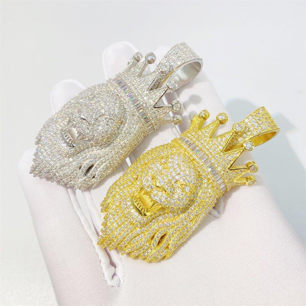 New Unisex Lion Head Hip-Hop Pendant – S925 Silver Moissanite Jewelry - CaratixJewelry