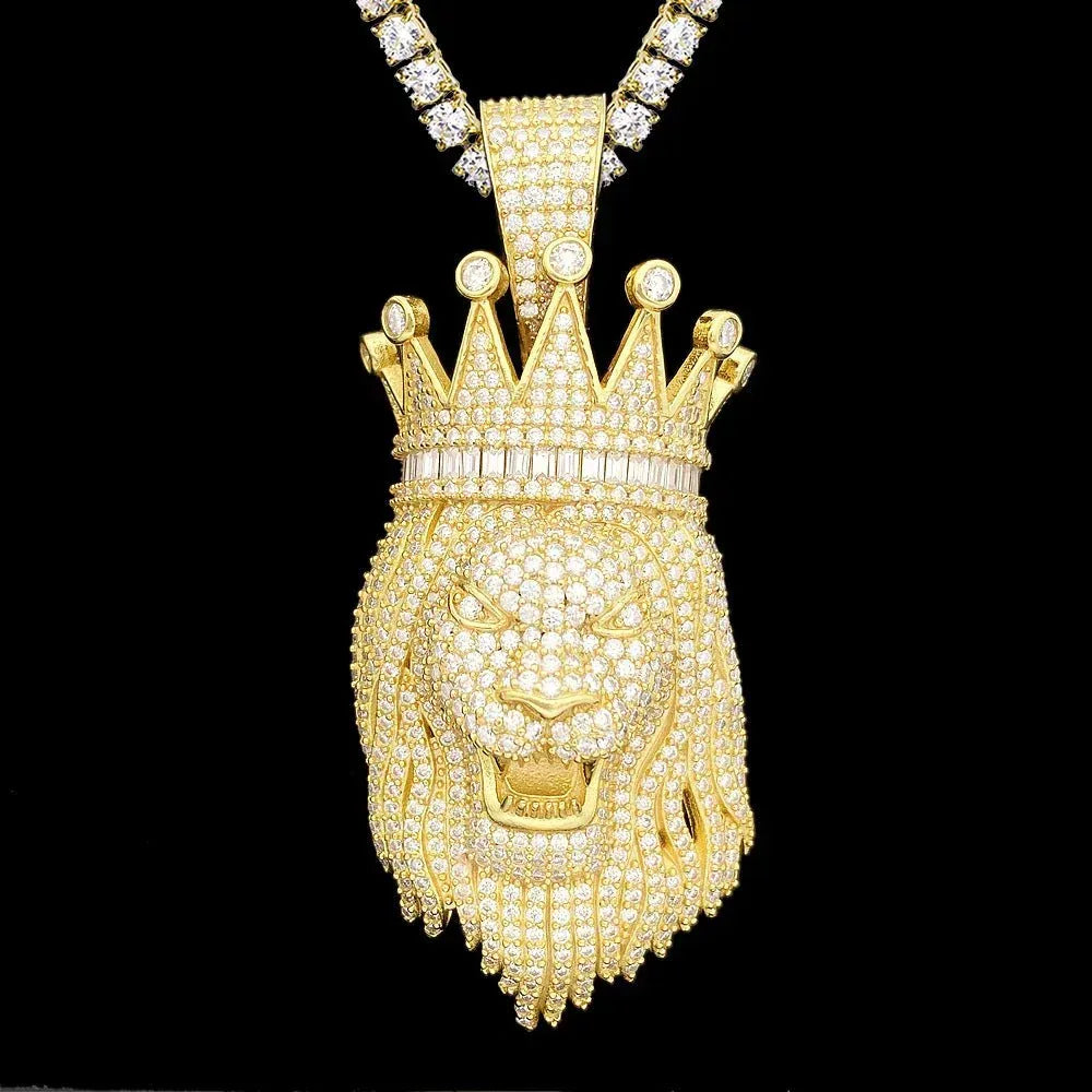 New Unisex Lion Head Hip-Hop Pendant – S925 Silver Moissanite Jewelry - CaratixJewelry