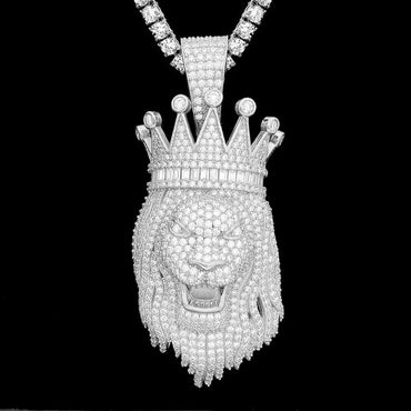 New Unisex Lion Head Hip-Hop Pendant – S925 Silver Moissanite Jewelry - CaratixJewelry