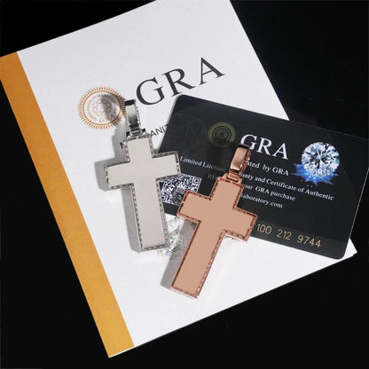 Personalized Cross Pendant – S925 Silver Rectangular Moissanite, Fits 8.0MM Tennis Chain Necklace - CaratixJewelry