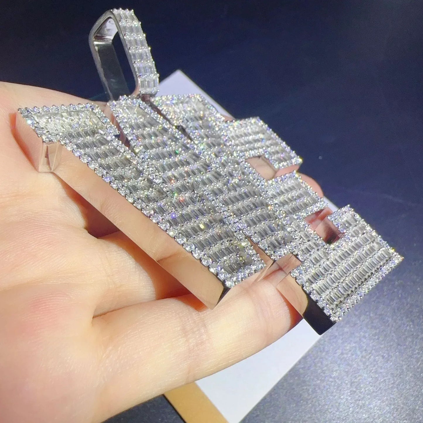 Personalized Hip Hop Letter Pendant – 925 Sterling Silver Moissanite Customized Initial Jewelry - CaratixJewelry