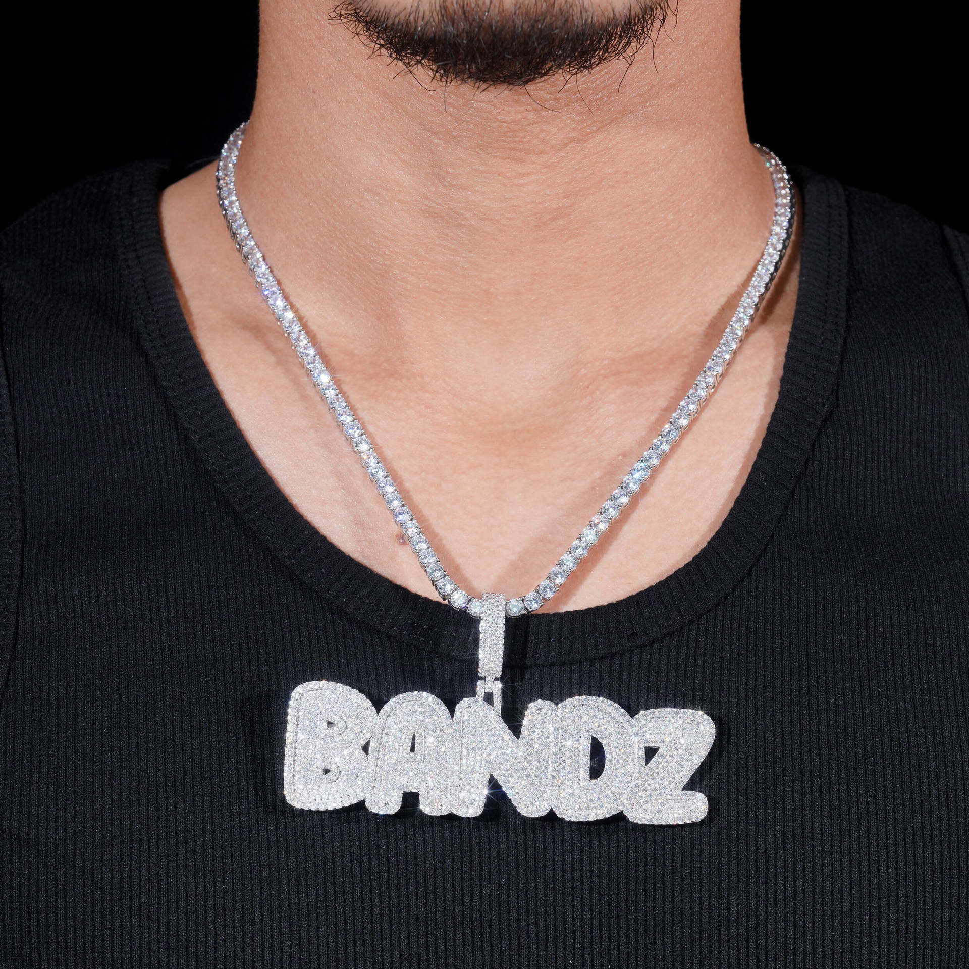 Personalized Letter Pendant – S925 Silver Moissanite, Fits 10MM Tennis Chain Necklace - CaratixJewelry