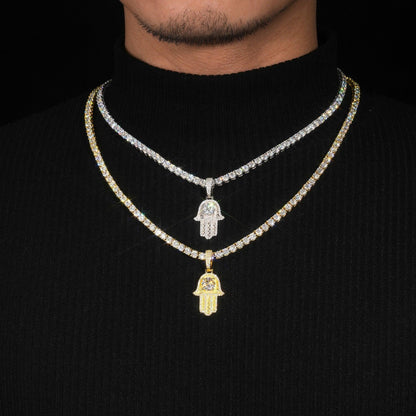 Personalized S925 Silver Moissanite Hand Pendant – Hip-Hop Style, Trendy Jewelry - CaratixJewelry