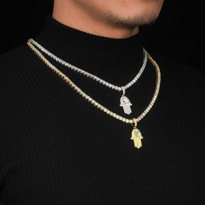 Personalized S925 Silver Moissanite Hand Pendant – Hip-Hop Style, Trendy Jewelry - CaratixJewelry