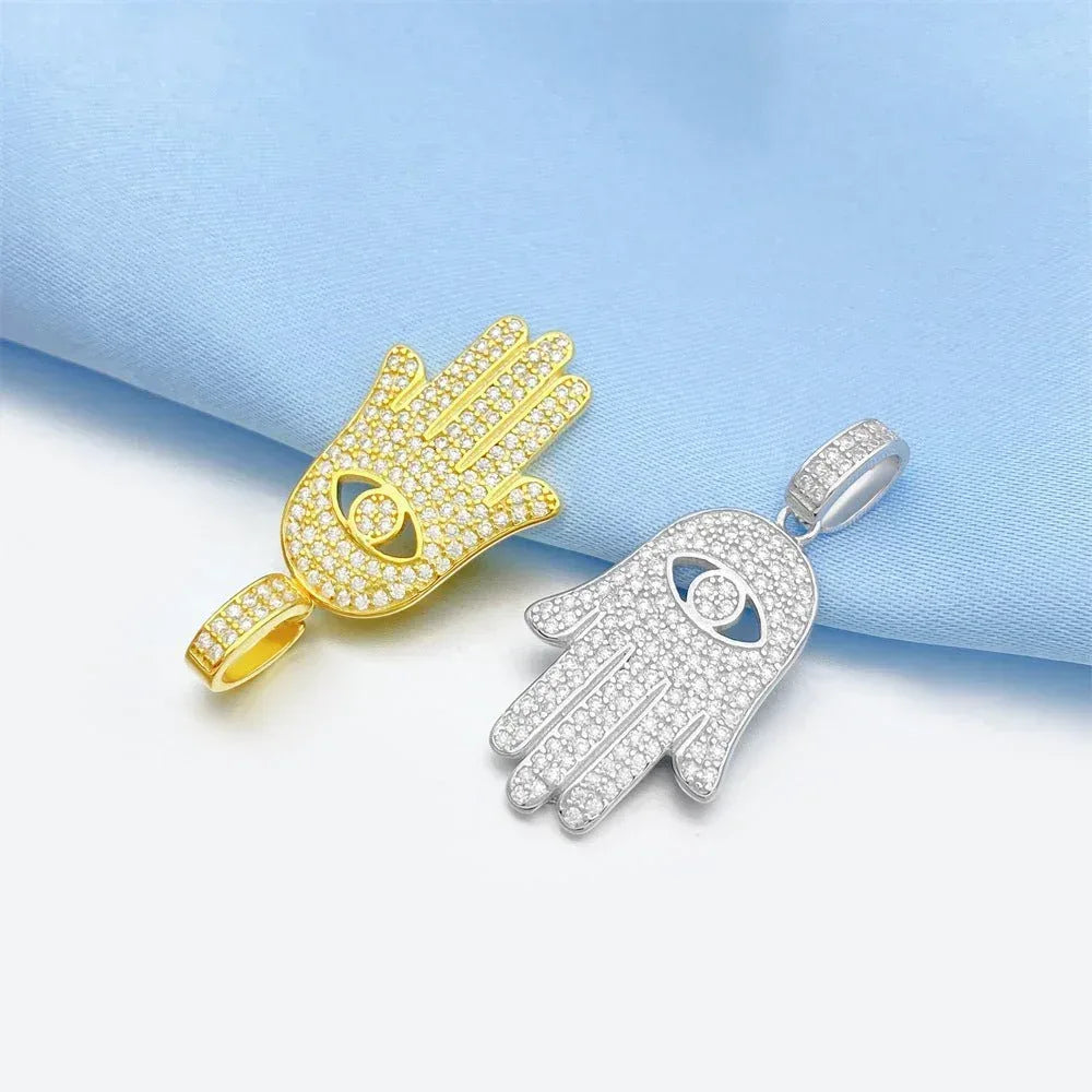 Personalized S925 Silver Moissanite Hand Pendant – Unique Small Pendant, Trendy Jewelry - CaratixJewelry