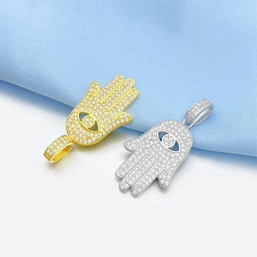 Personalized S925 Silver Moissanite Hand Pendant – Unique Small Pendant, Trendy Jewelry - CaratixJewelry