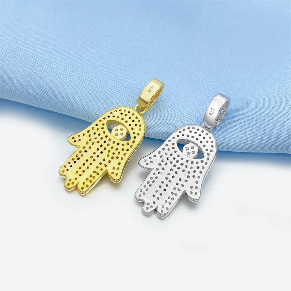 Personalized S925 Silver Moissanite Hand Pendant – Unique Small Pendant, Trendy Jewelry - CaratixJewelry