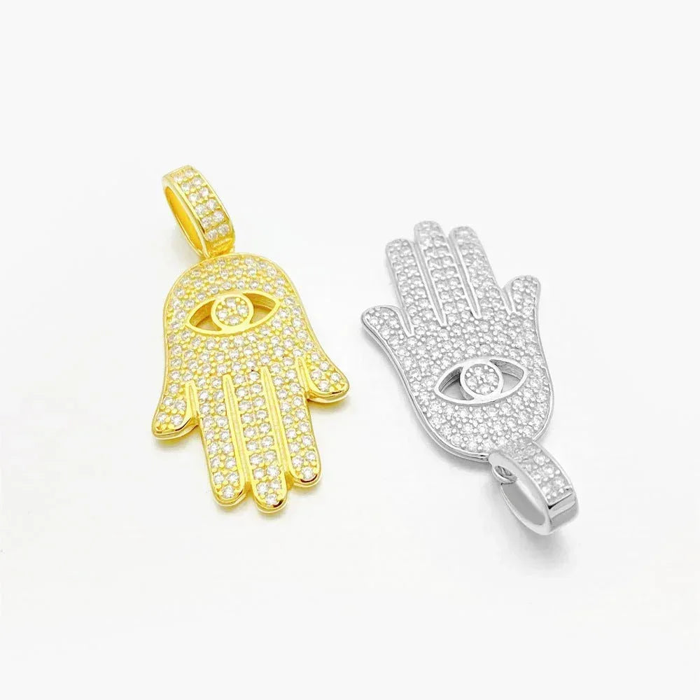 Personalized S925 Silver Moissanite Hand Pendant – Unique Small Pendant, Trendy Jewelry - CaratixJewelry