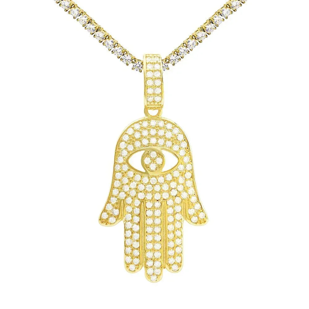 Personalized S925 Silver Moissanite Hand Pendant – Unique Small Pendant, Trendy Jewelry - CaratixJewelry