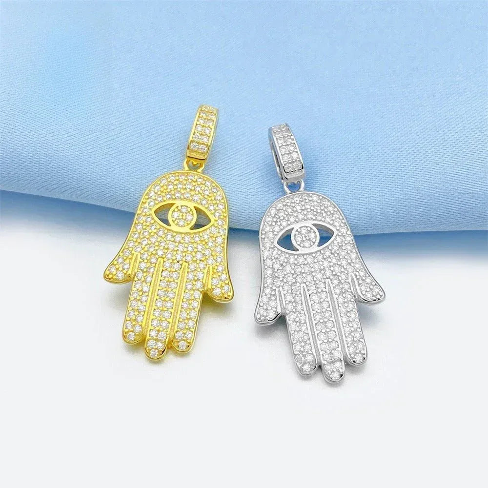 Personalized S925 Silver Moissanite Hand Pendant – Unique Small Pendant, Trendy Jewelry - CaratixJewelry