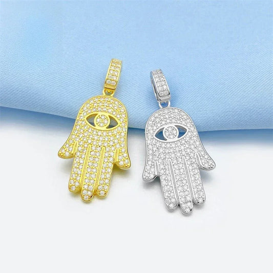 Personalized S925 Silver Moissanite Hand Pendant – Unique Small Pendant, Trendy Jewelry - CaratixJewelry