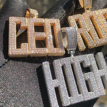 Iced Out Serif Letter Pendant | DIY CZ Initial Hip Hop Couple Fashion Necklace
