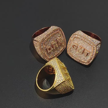 Custom DIY Alphabet Zircon Ring for Men | Trendy Hip Hop Jewelry with Copper Setting | Caratix Jewelry