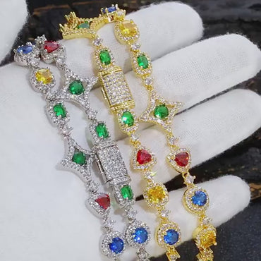 Geometric Colored Gemstone Zircon Necklace Hip Hop Jewelry for Men & Women | Caratix Jewelry