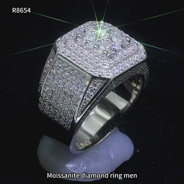 Men’s Moissanite Hip Hop Ring | S925 Silver Iced Out Rapper Fashion Jewelry