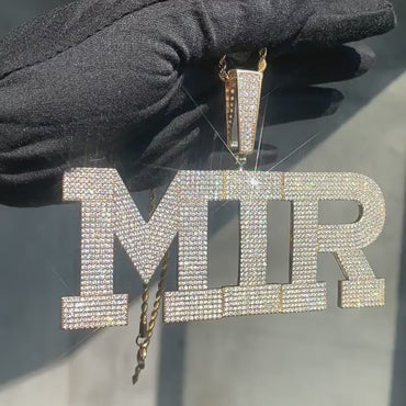 18K Gold Solid Letter Pendant | Iced Out CZ DIY Hip Hop Men’s Custom Jewelry