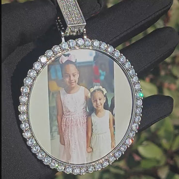 Big Round Shape Custom Photo Pendant Make Memory Picture Hip Hop Necklace Chain For Men Women Solid Back Bling Zircon Jewelry